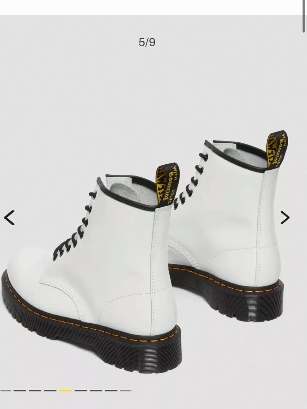 Dr. Martens White Leather 8-Eye Lace-Up Platform Boots with Black Laces